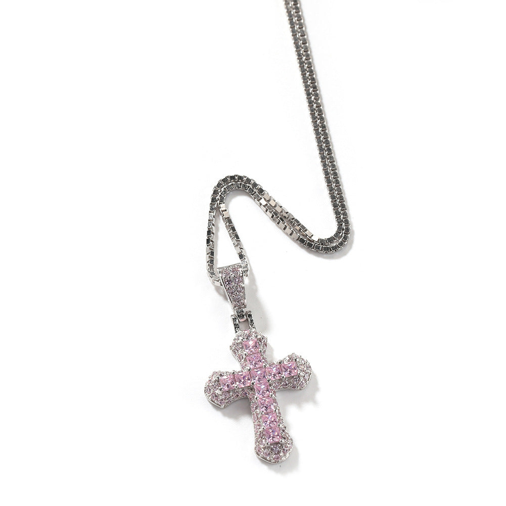 Mini Cross Diamond-Studded Gold-Plated Necklace