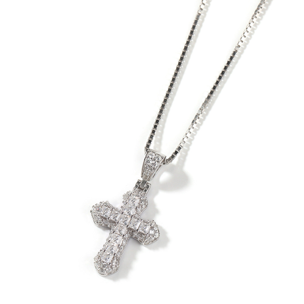 Mini Cross Diamond-Studded Gold-Plated Necklace