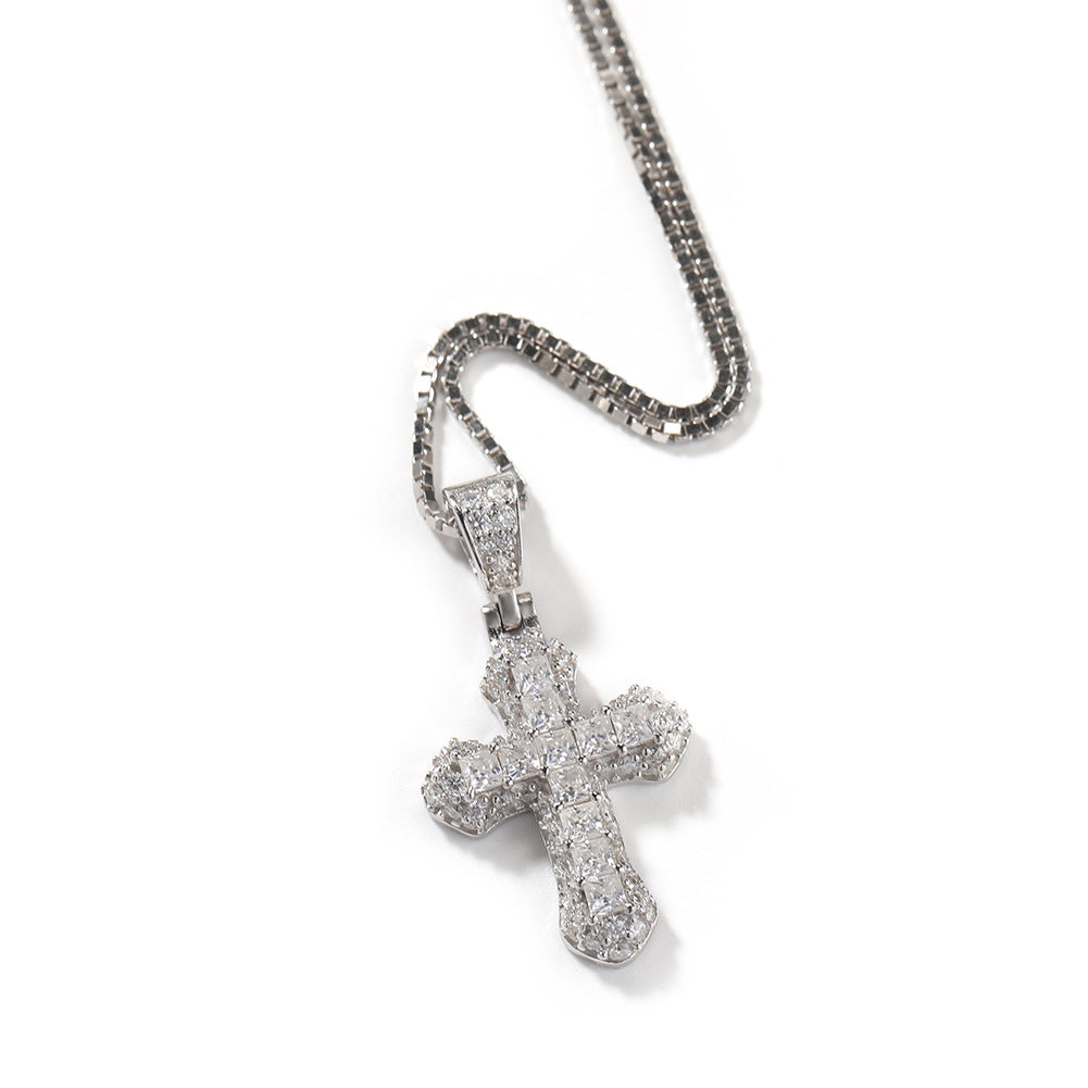 Mini Cross Diamond-Studded Gold-Plated Necklace
