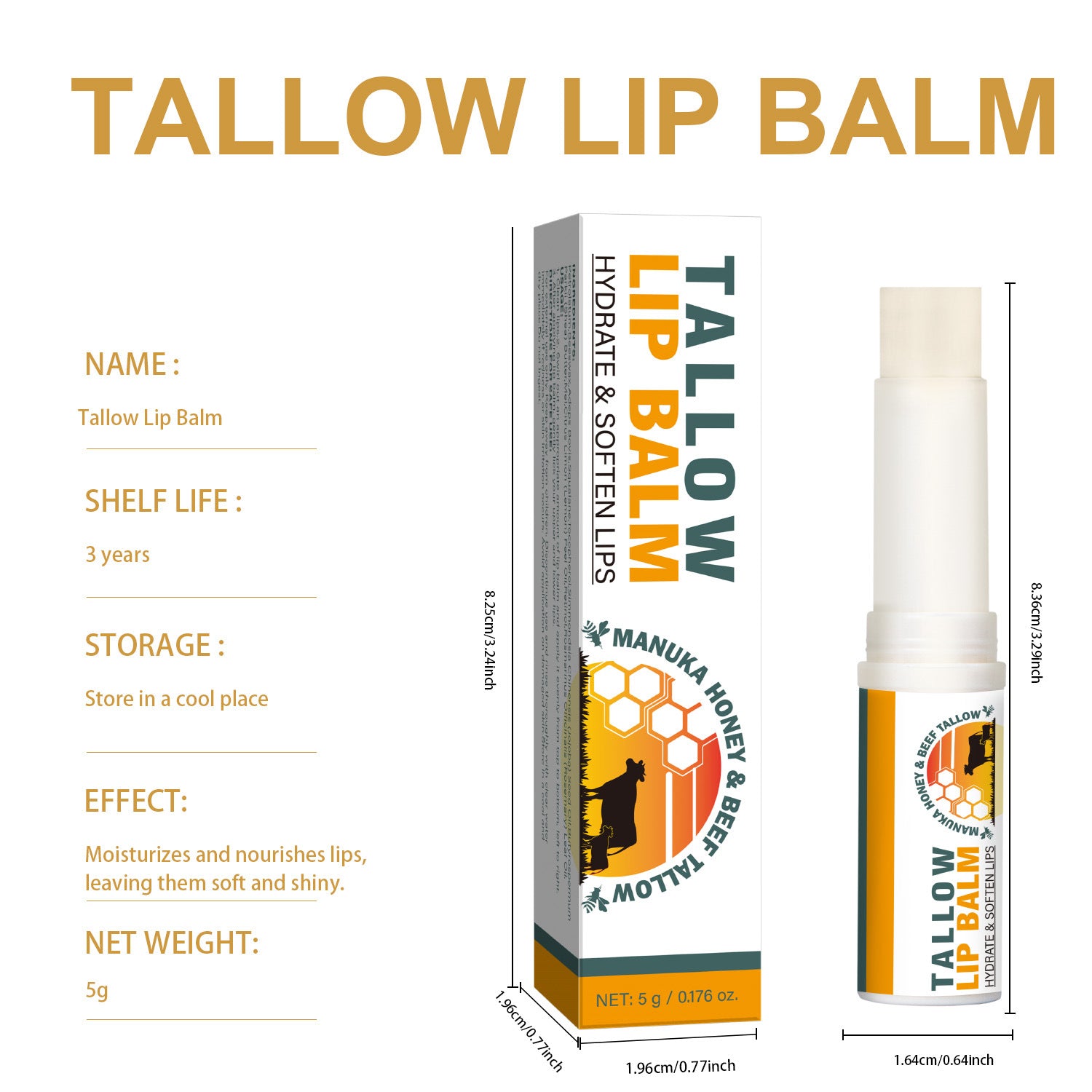 Beef Fat Lip Balm Hydrating Moisturizing